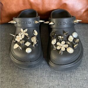 Crocs  Embellished Goth Stomp Clogs Black Women Size 5